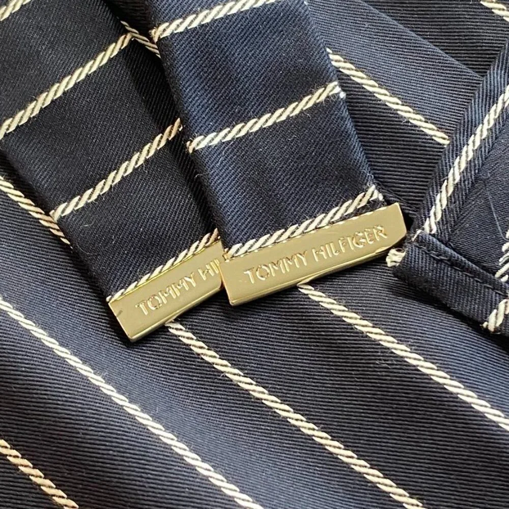 Tommy Hilfiger Belted Striped Shirt Dress Long Sleeve Navy Size 4 - Picture 7 of 16